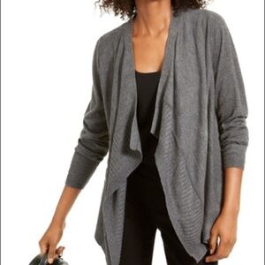 Ellen Tracy Draped Cardigan Grey Medium